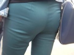 Blonde's ass waiting the bus