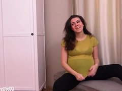 Pregnant Corazon Models Old Clothes Before Masturbating!