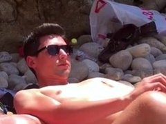 Public jerkoff at the beach
