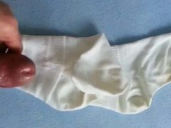 Cum on white socks