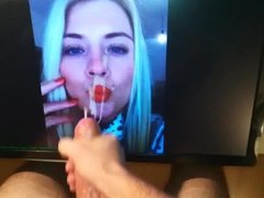 Blonde tribute request sucking red lips