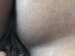 Mature ebony masturbates her hot pussy while her boyfriend watches