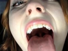 Sexy Readhead Teen Play with Tongue