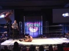 Marty Scurll works over muscle stud Ricochet finishing the stud
