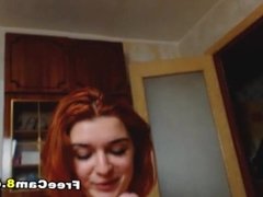 Beautiful Redhead Babe Giving an Intense Blowjob