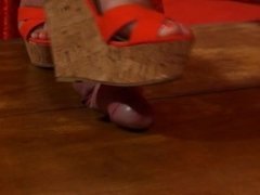 shoejob orange wedges heels
