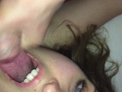 Cum on tongue close up