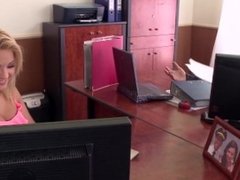 Gorgeous office sluts eating pussy get caught and fucked!