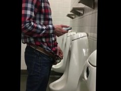 hot guy caught pissing at urinal