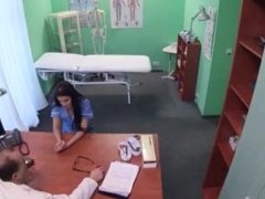 Sexy nurse takes doctors hard cock and cum in her young pussy