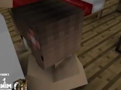 Minecraft guy walks in on brunette while changing then fucks her