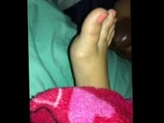 Cum on her sleeping feet