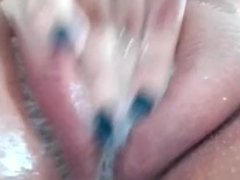 Wet soapy pussy masturbation, fingering.