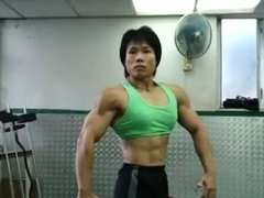 Brenda Lo Kit Ming posing at the gym