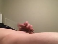 Jerking off uncut dick + shaved