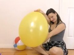 Giant balloon popping with nails and sitting on. Fetish Clip