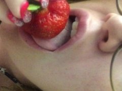 ASMR Daddy's Little Girl sucks on strawberry and whispers poetry