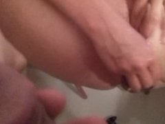 pissing on dildoed pussy and ass and wankinf ont feet