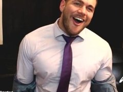 Muscle meet suit jacket and cum on self