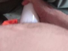 Fleshlight nasturbating with new toy , feels good and collects the cum.