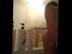 tranny fingering her ass in the shower