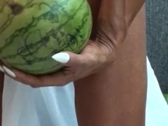 Muscle Goddess Latia Del Riviero Crushes Melon @ clips4sale/studio/42900