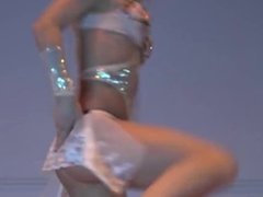 Blonde sexy dancing striptease on casting!