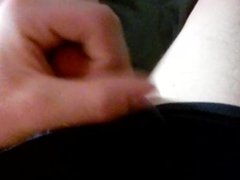 Teen Pulls Cock Out of Underwear and Masturbates - PRECUM