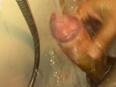 Quick masturbation under water stream