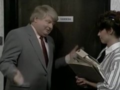 Female boss shrinks and steps on Benny Hill