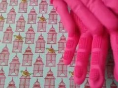 Grand Mother's Pink Silcone Punishing Gloves - Close Up POV ASMR