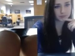 Hot Girl masturbate in library