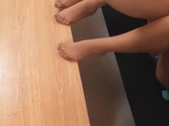 Abi and Lana's hot nylon foot show