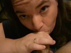 MILF Wife sucks cock Deepthroat Facial Rough