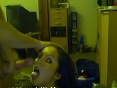 Hot cam girl takes cum in her mouth