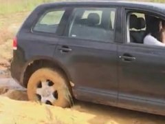 mud wrestling stuck car