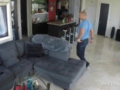 Maintenance man gets caught on Security camera JACKING OFF!