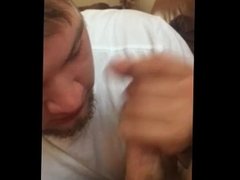 Sucking daddy's cock dry