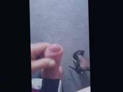 Masturbating in stockings and heels with cockrings on