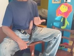 Masturbate with my wank's jeans on the kitchen table #1