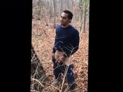 Handsome Middle Eastern Man Pisses in the Woods for Money.