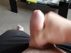 A quickie hand job and cumming while my partner is having a bath