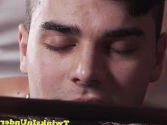 Massaged twink anally fingered by his masseur