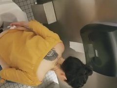 Gas Station Toilet Voyeur III (Sexy Brunette Chick In Heels)