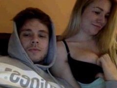Couple on cam - touching boobs