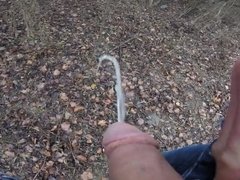 Flashing in the forest cum piss and ass