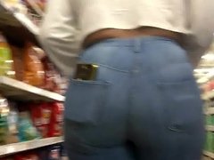Phat MILF Ass in Tight Blue Jeans