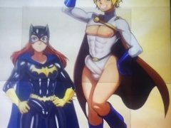 Rule 63 batgirl and powergirl cum tribute
