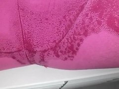 Close-up pink panties peeing 1