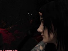 Goth babes sucking and anally riding dick